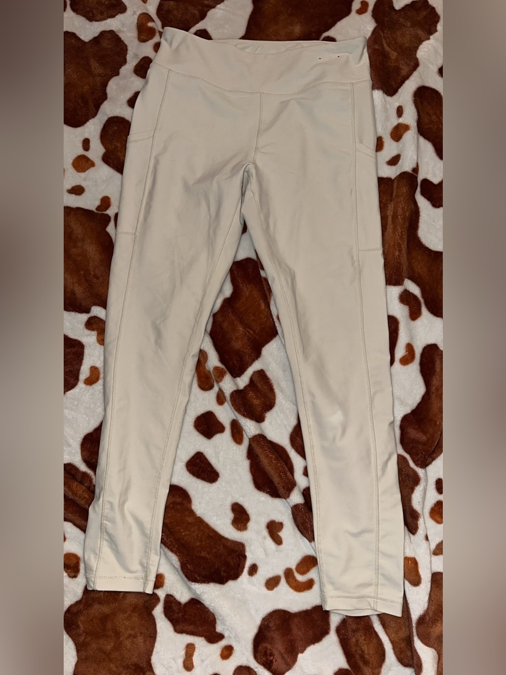 Womens  Beige Infinite Performance Leggings - Comfortable Stretch EUC